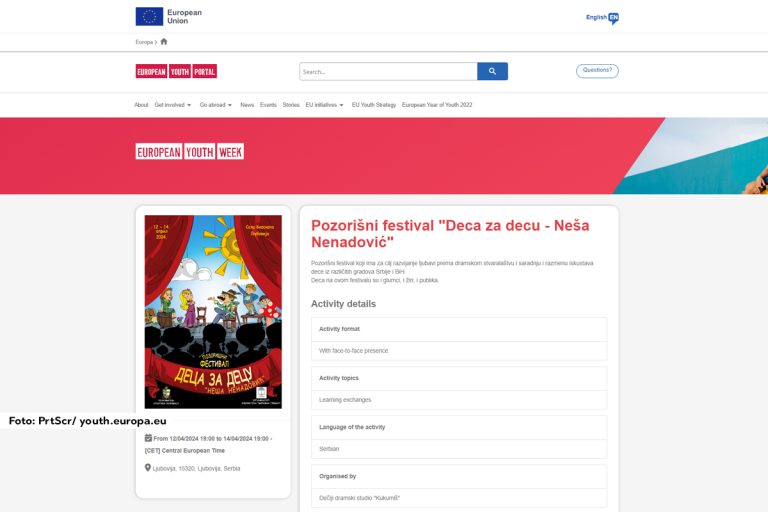 Ljubovija je sa pozorišnim festivalom prepoznata na mapi evropskih događaja u okviru “Evropske nedelje mladih”, pa je festival posvećen deci u Ljuboviji našao svoje mesto i na zvaničnom sajtu “mladih Evrope”.