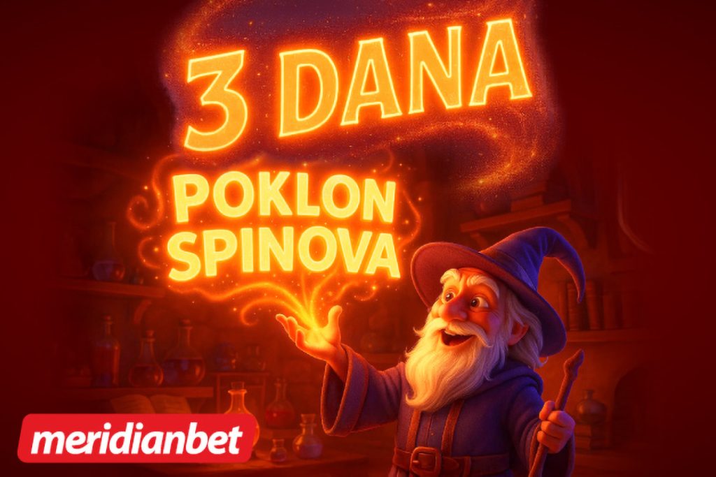 Tri dana poklon spinova? Zvuči kao bajka, ali u Meridianu – magija se zaista i događa! Stižu poklon spinovi za sve i to tri dana, za tri megapopularne igre. Kako do spinova?