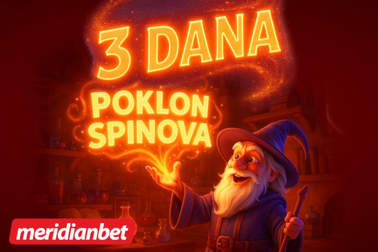 Tri dana poklon spinova? Zvuči kao bajka, ali u Meridianu – magija se zaista i događa! Stižu poklon spinovi za sve i to tri dana, za tri megapopularne igre. Kako do spinova?