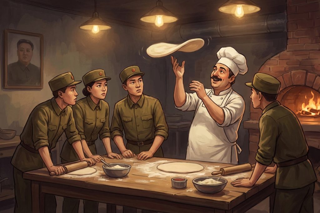 Tokom devedesetih godina vođa zemlje, Kim Džong Il, pozvao je italijanske majstore za picu u Pjongjang kako bi obučili severnokorejske kuvare i oficire da pripremaju ovo popularno jelo.